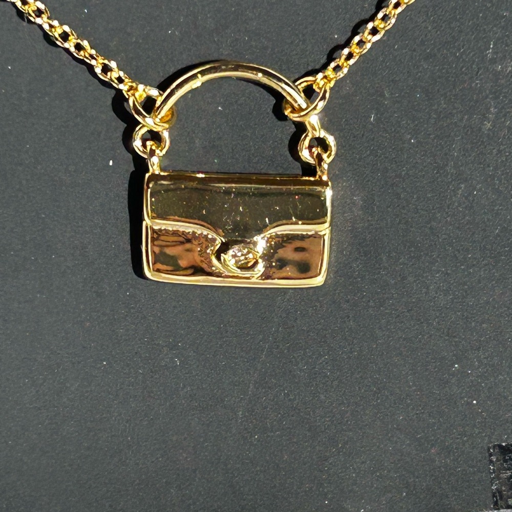 Coach Gold Tone Tabby Handbag Charm Necklace - Picture 2 of 5